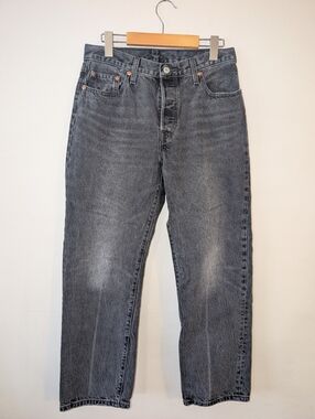 Levis Washed Black 501 90s Straight Leg Jeans